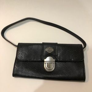 Harley Davidson leather clutch purse with strap